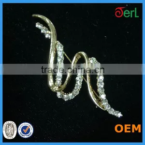 2016 Spring Trend Golden Jewelry Curved Rhinestone Brooch for Garment Decoration thumbnail-4