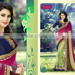 Black Color Saree Embroidery Work Done With Beautiful Red Color Pipeping Beauty Designer Sarees thumbnail-1