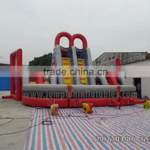 Inflatable Slide Cars 2016 Big Inflatable Fun City Inflatable Slide and Obstacle Course 2 Lane Sliders thumbnail-3