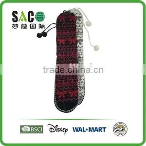 Fashion Warm Snow Pattern Stringing Leather Sole Anti Indoor Shoes thumbnail-1