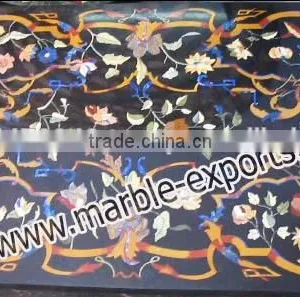 Black Rectangle Pietra Dura Tables, Italian Dining Table Top thumbnail-1
