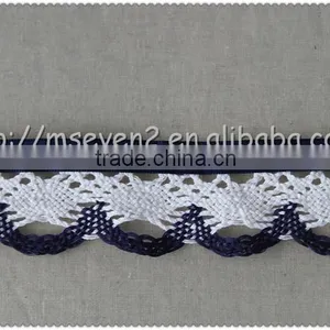 Hot Fashion Black / White Colors Scalloped Shaped Cotton Trims, Jacquard Ribbon With Cotton Lace thumbnail-5