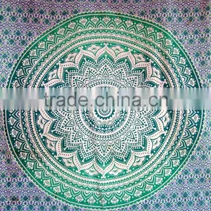 Hippie Indian Mandala Tapestry Wall Hanging Wholesale Cotton Blue Mandala Wall Decor Queen Size Tapestries Bedspread Supplier thumbnail-3