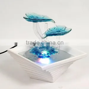 Cascading Glass Leaves Water Fountain for Tabletop thumbnail-2