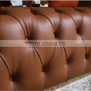 Contemporary Genuine Leather Sofa With Stainless Steel Base, Modern Chesterfield Home Sofa Set(MOQ=1 SET) thumbnail-3