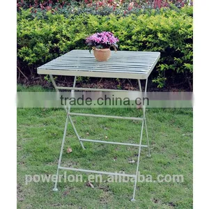 Wrought Iron Stylish Light Green Square Coffe Table Patio Set thumbnail-2