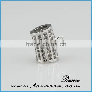 Fashion Design Sterling Silver Color Pendant in Pipe Shape With Cooper Micropave Setting Pendant thumbnail-2