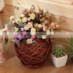 Factory Directly Supply Artificial Flower Basket Decoration Wicker Flowerpot thumbnail-2