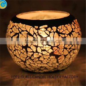 Yellow Handmade Mosaic Candlestick Holders Wedding Decorations Cheap thumbnail-1
