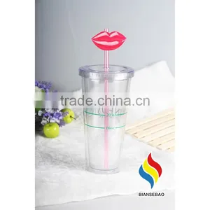 With Straw Lid Figurines 16oz Double Wall Clear Diy Plastic Tumbler thumbnail-2