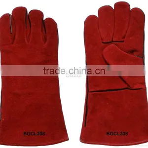 Red Cow Split Leather Work Gloves/Welding Gloves In Guangzhou thumbnail-1