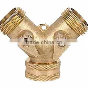 Brass 2 Way Hose Splitter With Valve thumbnail-1