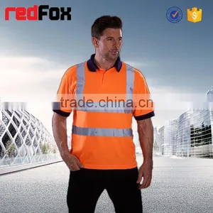 Orange Reflective T-shirt Roadway hi Viz Safety Red T-shirts Polo Safety T-shirt With Pockets thumbnail-2