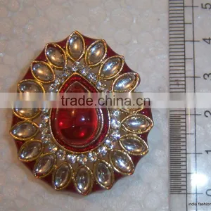 Gold TONE COCKTAIL FASHION Kundan Lampwork FINGER Ring thumbnail-1