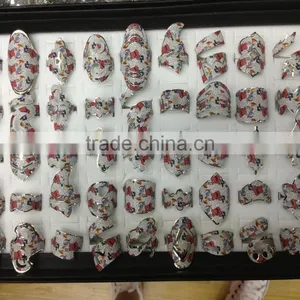 Various Shape Rainbow Giltter Christmas Rings Collection Colorful Sparkling Rings Best Cheap Christmas Gift for Promotion thumbnail-1