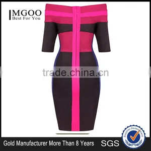 MGOO 2015 Imported Wholesale Custom Made Brand Bandage Spandex Dress For Women Purple Bodycon Sexy Party Dress H054 thumbnail-5