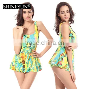 2017 New Plus Size Swimsuit Floral One Piece Skirt Swimsuit China Swimwear thumbnail-2