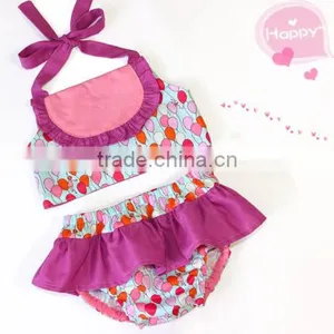 Balloon Pattern Baby Swimwear Cotton Bikini Ruffle Bloomer Summer Beach Wear thumbnail-1
