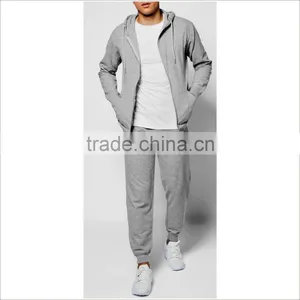 Guangzhou Custom Embroidery Logo and Print Grey Cotton Mens Tracksuit thumbnail-2