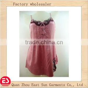 Summer Cute and Sexy Silk Short Braces Nightskirt With Lace and Bows thumbnail-1