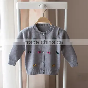 S32891W New 2017 Spring Kids Girls Sweater Girls Baby Bowknot Cardigan Sweater Pink thumbnail-4