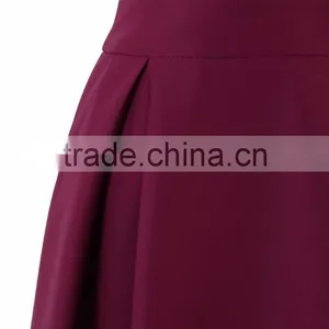 100% Polyester Pleated Side Pocket Midi Skirt Wholesale Women Skirts Outfit 2016 thumbnail-4