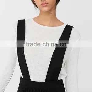 2018 Spring Pinafore Dress With Ruffle Black Suspender Skirt for Women thumbnail-3