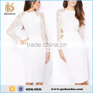 High Quality Wholesale China Factory Trendy Style Long Sleeve Summer Lace Midi Dress thumbnail-1