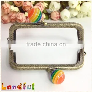Antique Bronze Rainbow Frames Kiss Lock Cube Metal Handbag Frame thumbnail-4