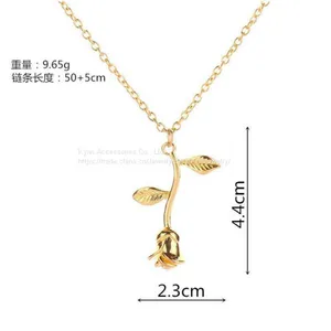 Fashion Jewelry Rose Flower Necklace thumbnail-5
