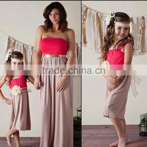 Newest Designs Rose Red and Grey Mommy and me Dress Family Outfit thumbnail-1