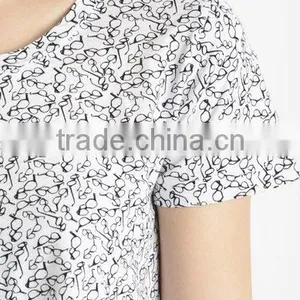 Custom Womens Spectacles Printed T-Shirts,Short Sleeve Cotton Printed T-shirts for Women thumbnail-5