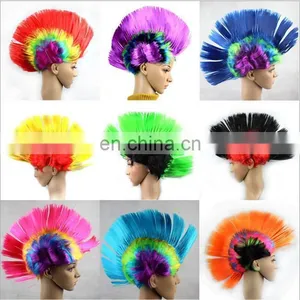 Carnival Cosplay Hair Wig Cockscomb Hair Wig Mohican Hairstyle Decor Color Wig FW2146 thumbnail-1