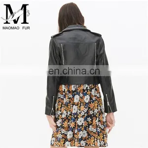 Genuine Cheap Ladies Leather Jacket For Girls Black Color Cool Style Fancy Leather Jacket thumbnail-4
