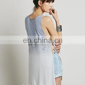 Round Neck Ladies Print Sleeveless t Shirt, Double Slit Tops thumbnail-4