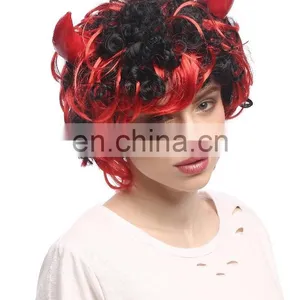Carnival Lady's Wigs With Horns P-W194 thumbnail-6