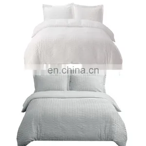White Zipper Seersucker Microfibre Oversized Queen King Duvet Cover Set thumbnail-6