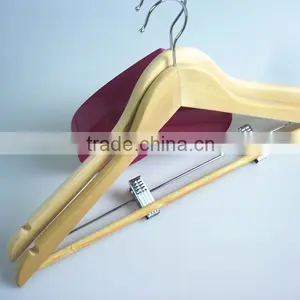 LM 100 Hotel Use Hanger Wooden Hanger With Clips thumbnail-1