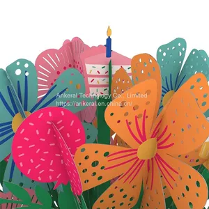 Wholesale Custom Printing 3D Flower Basket Pop-up Cards Best Birthday Greeting Cards for Lovers thumbnail-3