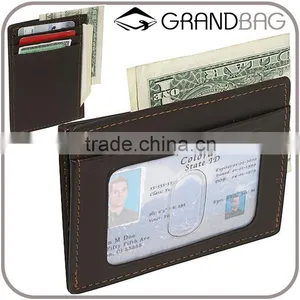 Genuine Leather Rfid Blocking Pocket Wallet Men Short Wallet With ID Window thumbnail-1