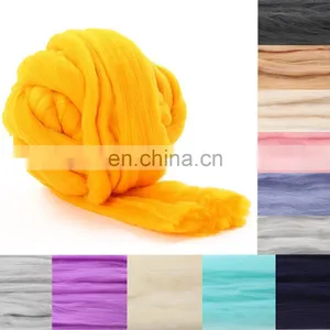 Soft Merino Wool Roving Chunky Giant Yarn Merino Hand Knitting Cotton Tube Yarn 5 cm Super Chunky Wool for Hand Knitting Blanket thumbnail-3