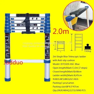 Single Blue Telescopic Ladder With Anti-slip Cushion thumbnail-3