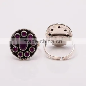 RUBY TOE RING ,925 Sterling Silver Jewelry Wholesale,WHOLESALE SILVER JEWELRY,SILVER EXPORTER,SILVER JEWELRY FROM INDIA thumbnail-1