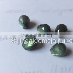 Wholesale Loose Gemstone Labradorite Faceted Drops Half Drill Loose Gemstone thumbnail-1