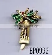 Sparkly Rhinestone Christmas Candle Brooch Pin thumbnail-1