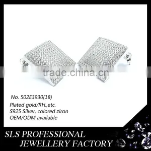 2015 Fancy American Style AA Zircon Micro Pave 925 Silver Rhodium Plated Butterfly Push Stud Earrings thumbnail-2