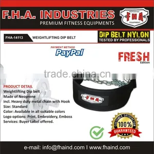 Weight Lifting Neoprene Dip Belt With Chain Gym Heavy Duty Workout Belts by FHA INDUSTRIES SIALKOT PAKISTAN thumbnail-1