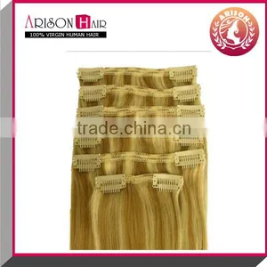 2014 Top Sale Hot 100% Virgin Brazilian Remy White Clip-in Hair Extensions 150g thumbnail-2