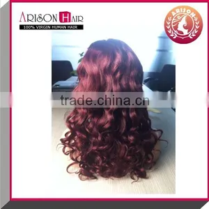 2015 HOT Wholesale Cheap Human Brazilian Natural Hair Full Lace Wig Caps 99J# thumbnail-3