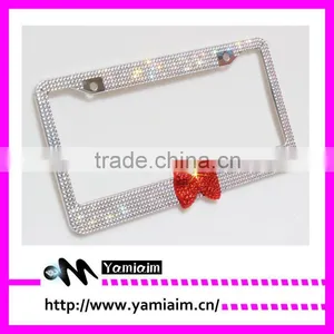 Red Bow Tie Attchment Bling License Plate Frame Car Accessories Auto OEM Girly Gift thumbnail-1